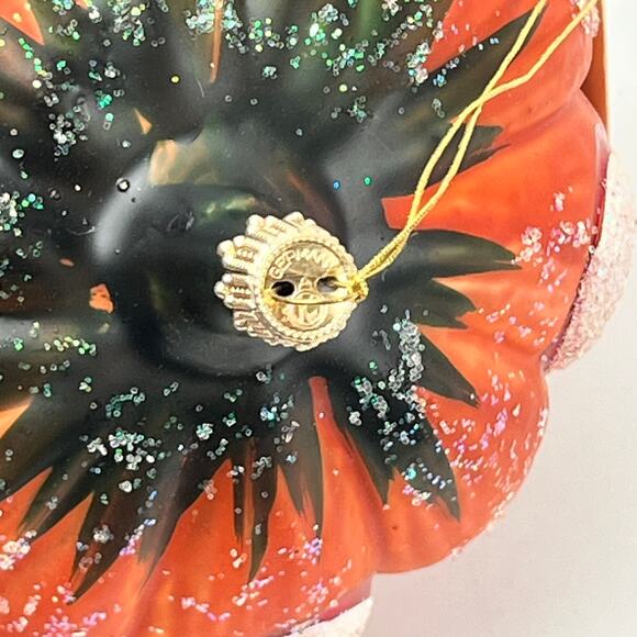 Vintage Dresden Dove Pumpkin Ornament Larry Fraga Blown Glass Glitter Halloween - Picture 7 of 12